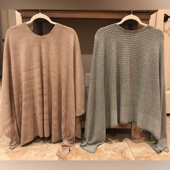 Calvin Klein One size Poncho/Shaws set - Gray and Tan - Picture 4 of 15